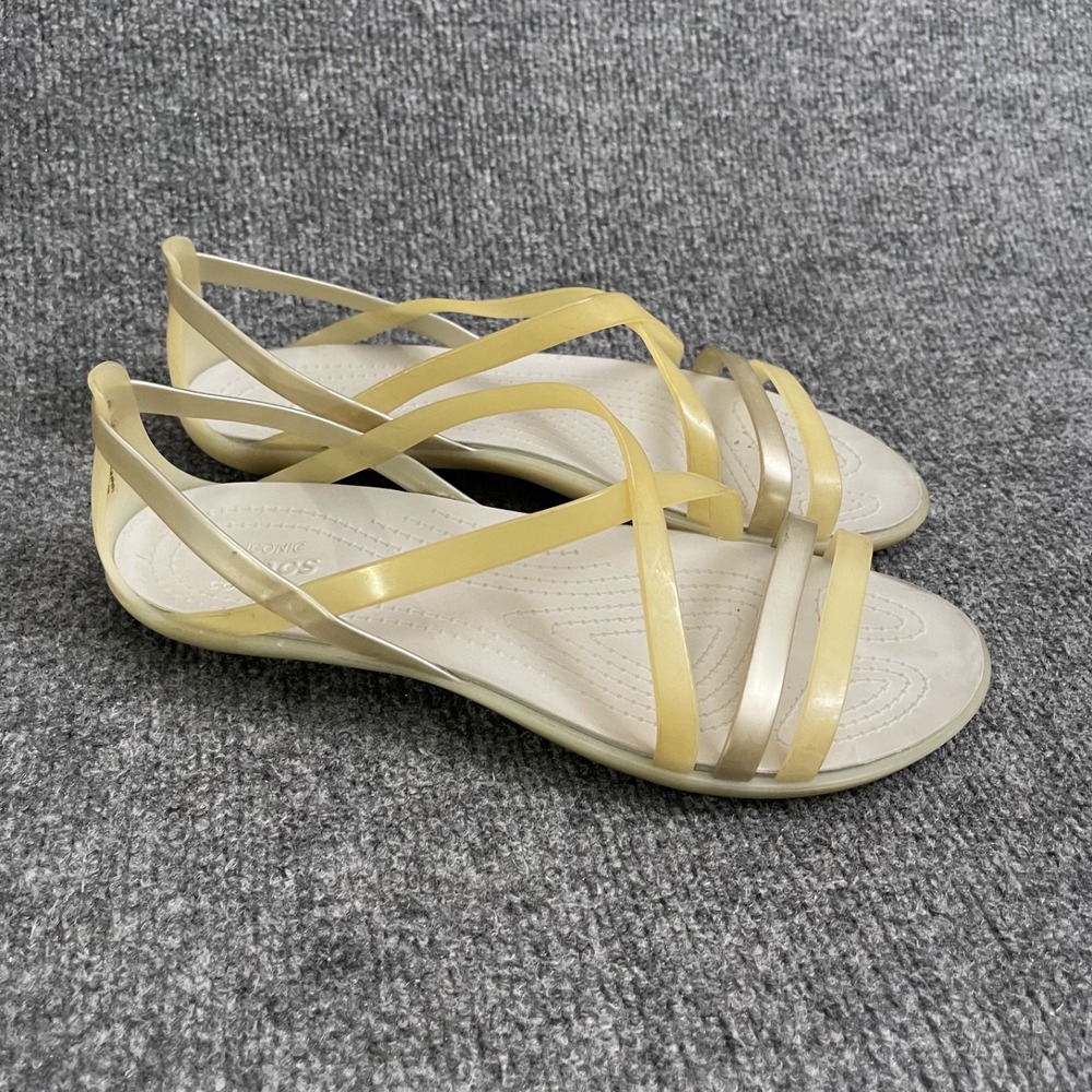 Crocs Isabella Jelly Gladiator Sandals Womens Sz 9 Gold Translucent Strappy
